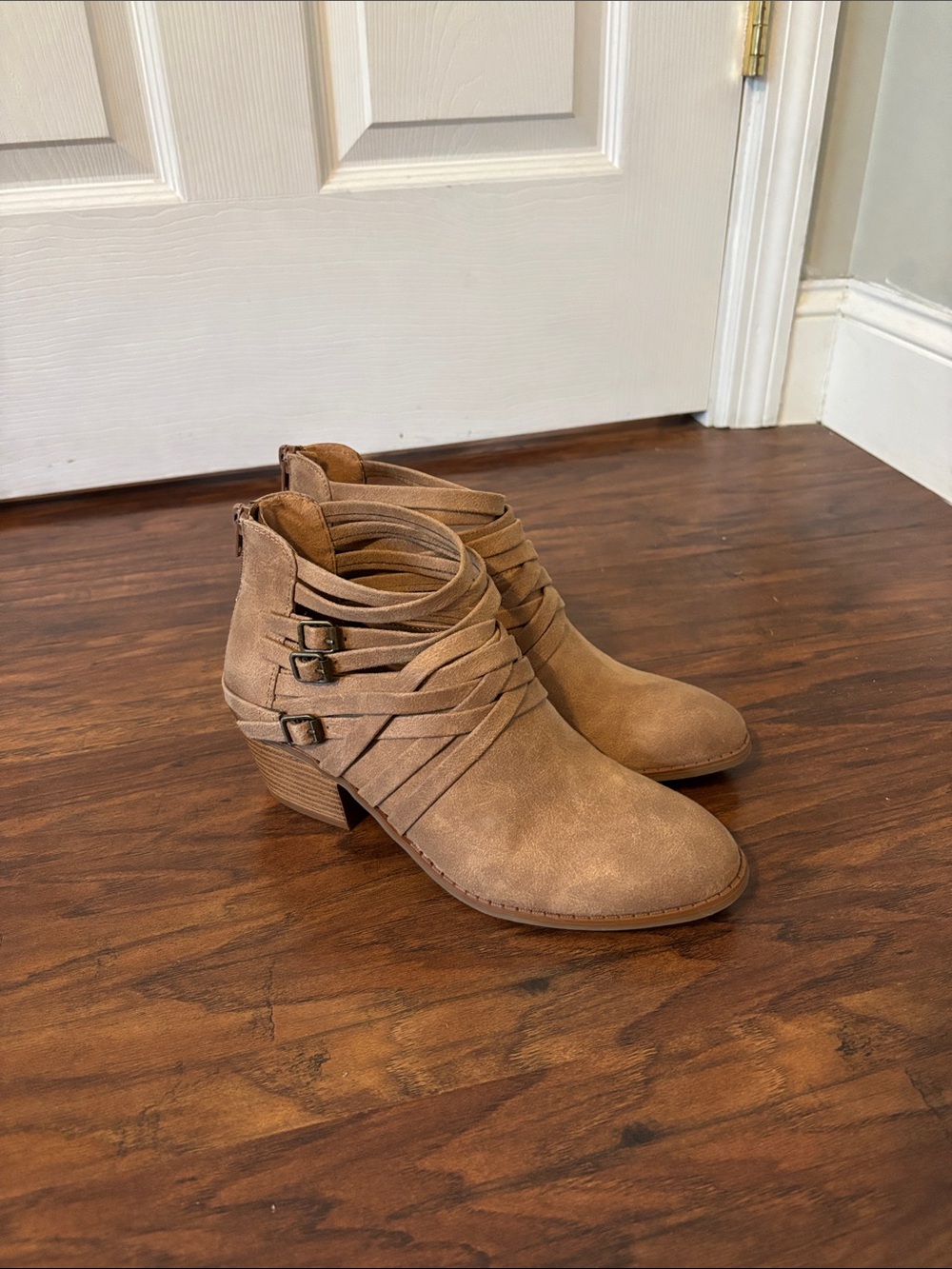 Fergalicious - Tan Strappy Ankle Booties - Women